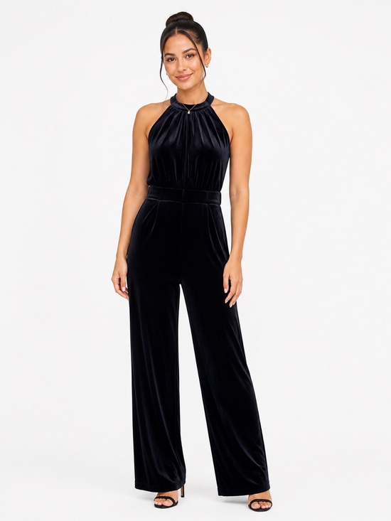 a new day Pants - A New Day Black Velvet Halter Wide-Leg Jumpsuit Women’s Medium (New with Tags)